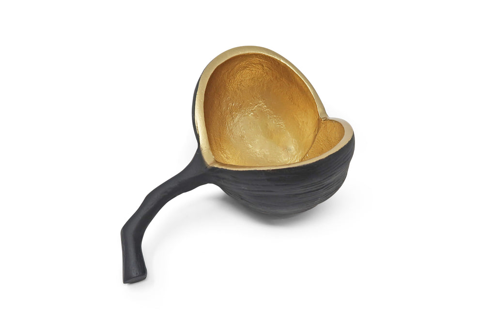 Set of 2 Black and Gold Nut Shaped Bowls