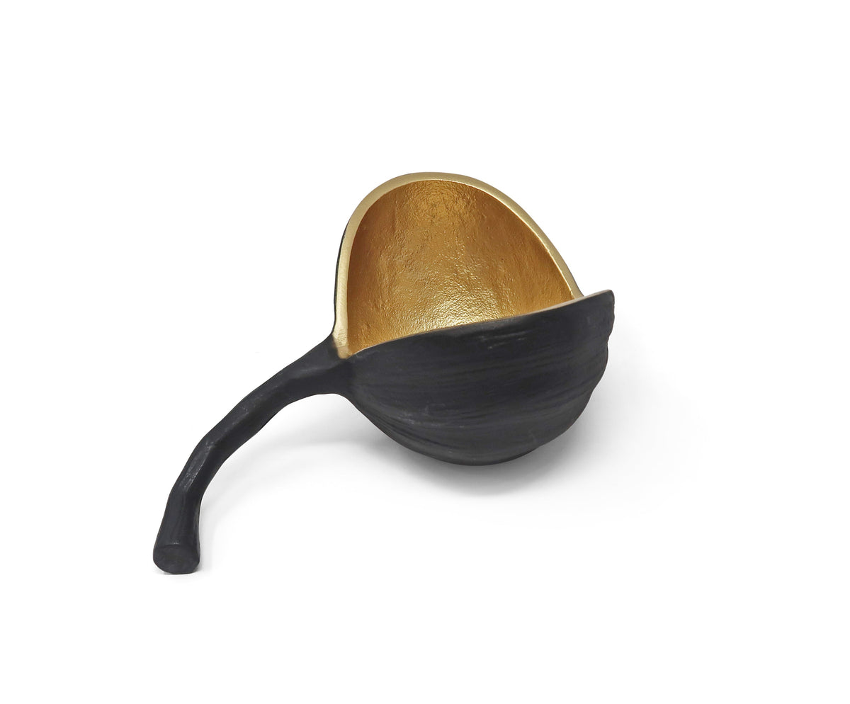 Set of 2 Black and Gold Nut Shaped Bowls