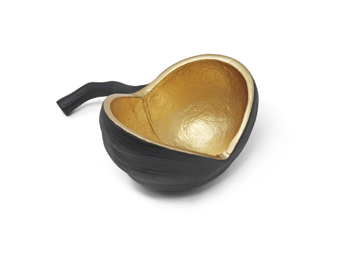 Set of 2 Black and Gold Nut Shaped Bowls
