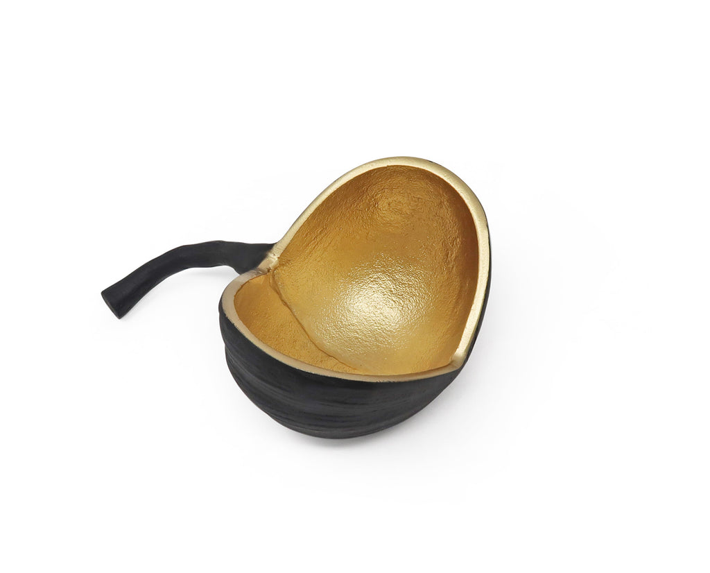 Set of 2 Black and Gold Nut Shaped Bowls
