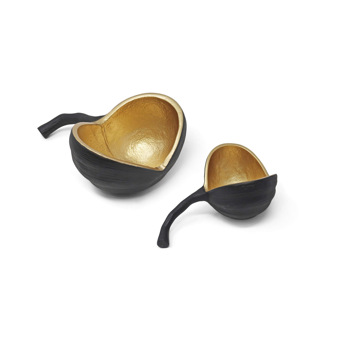 Set of 2 Black and Gold Nut Shaped Bowls