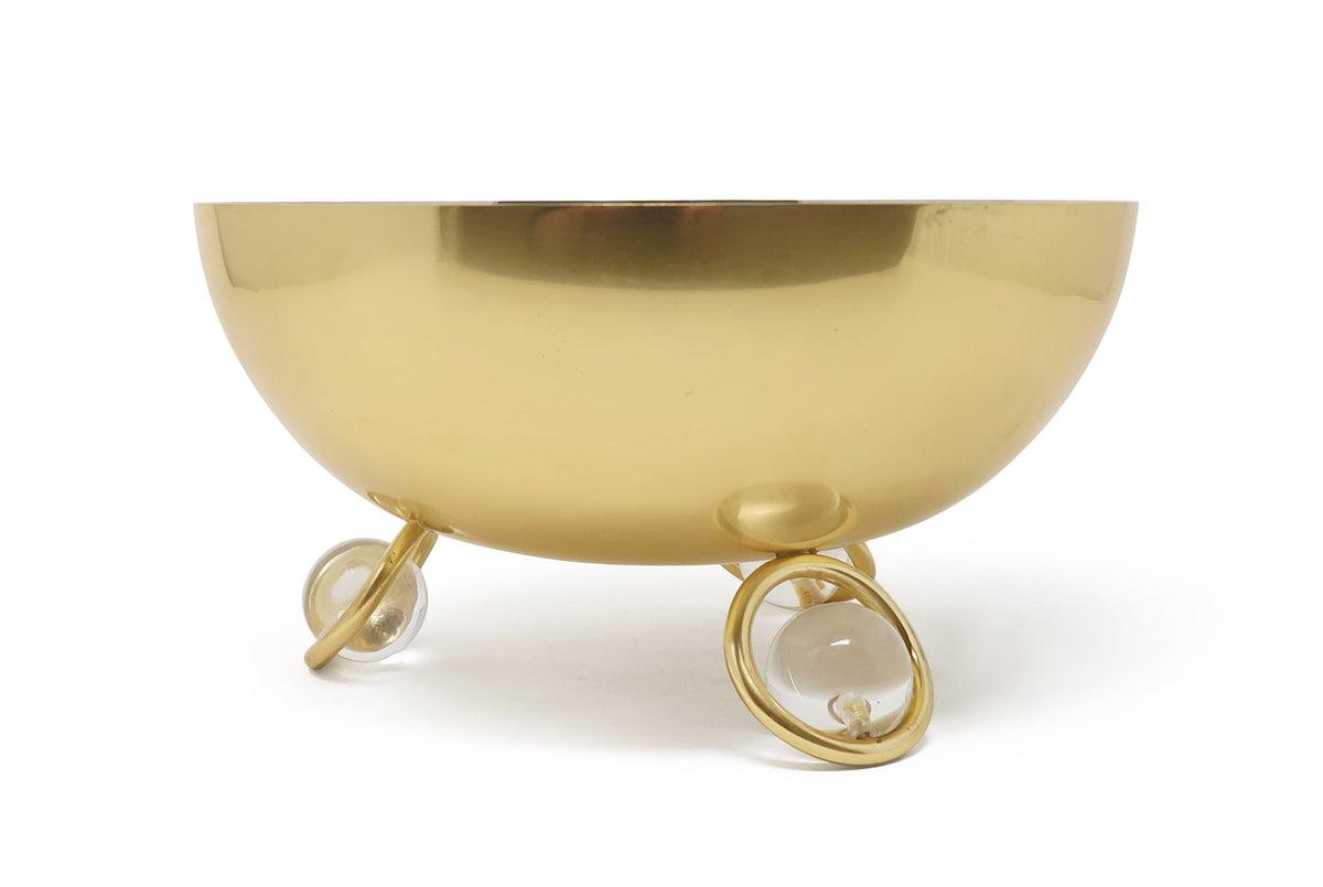 Large Salad Bowl Silver Inner Gold Outer with Ball Legs