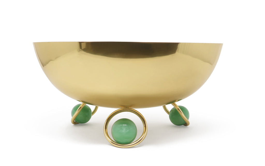 Large Salad Bowl Silver Inner Gold Outer with Ball Legs