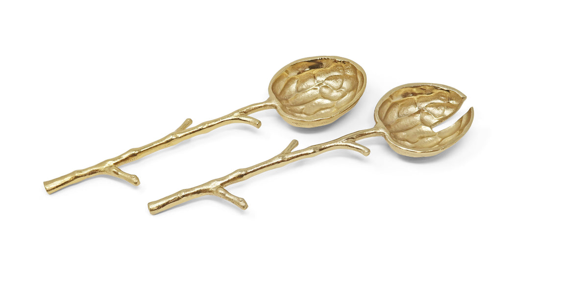 Gold Salad Servers with Branch Design