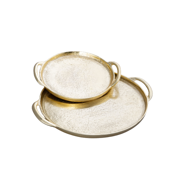 Gold Circular Serving Tray, 14.25"D