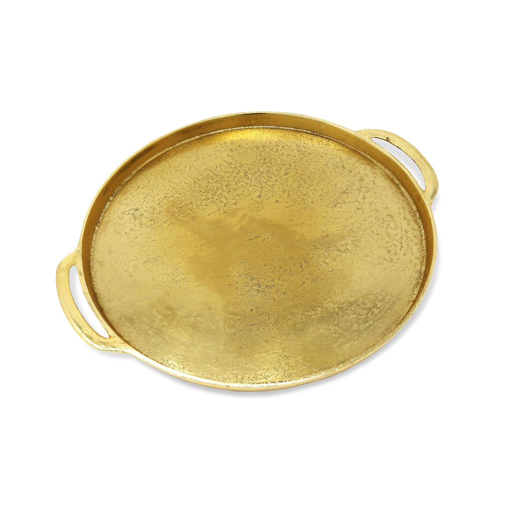 Gold Circular Serving Tray, 14.25"D