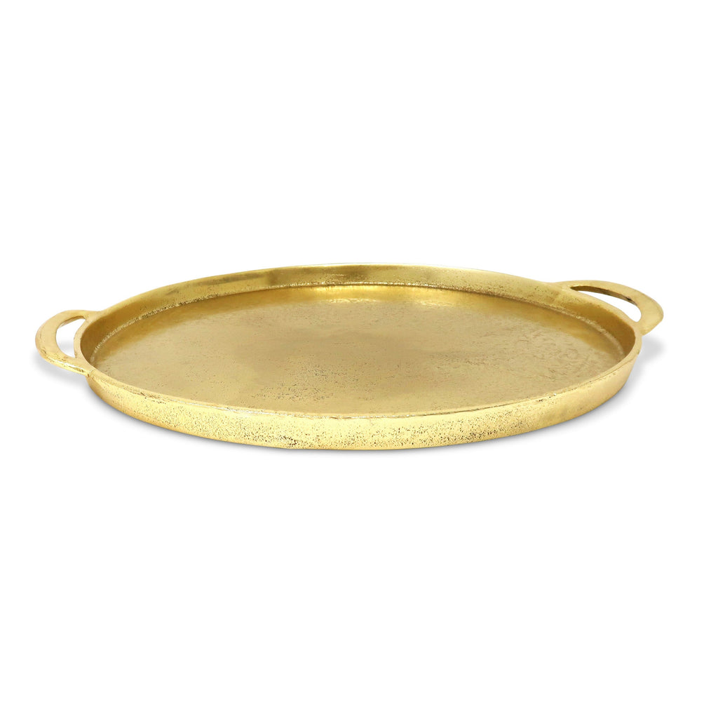 Gold Circular Serving Tray, 14.25"D