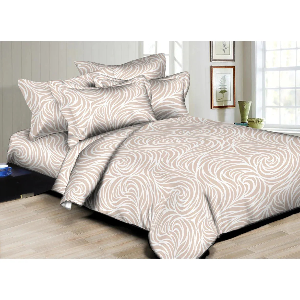 Swirly Foliage Taupe Duvet Cover Bedding Set