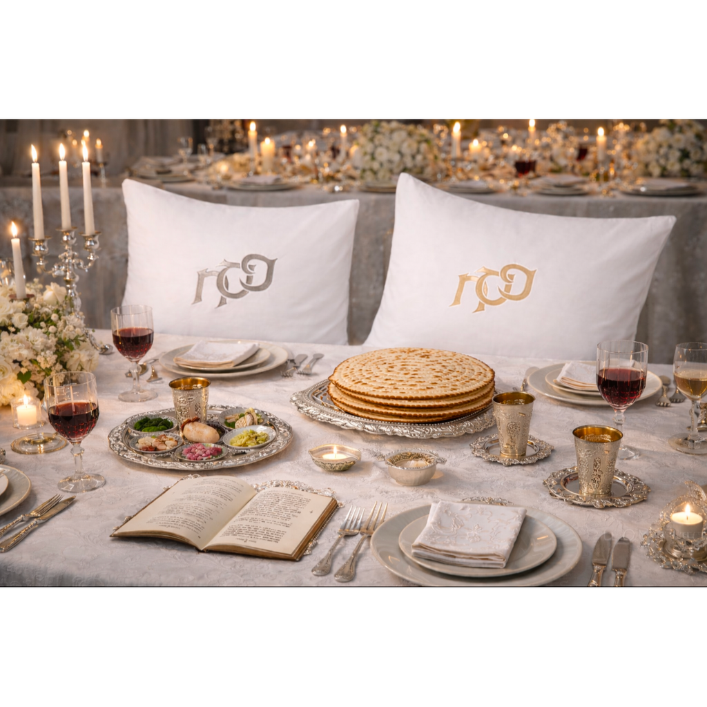 Embroidered Pesach Seder Pillowcases