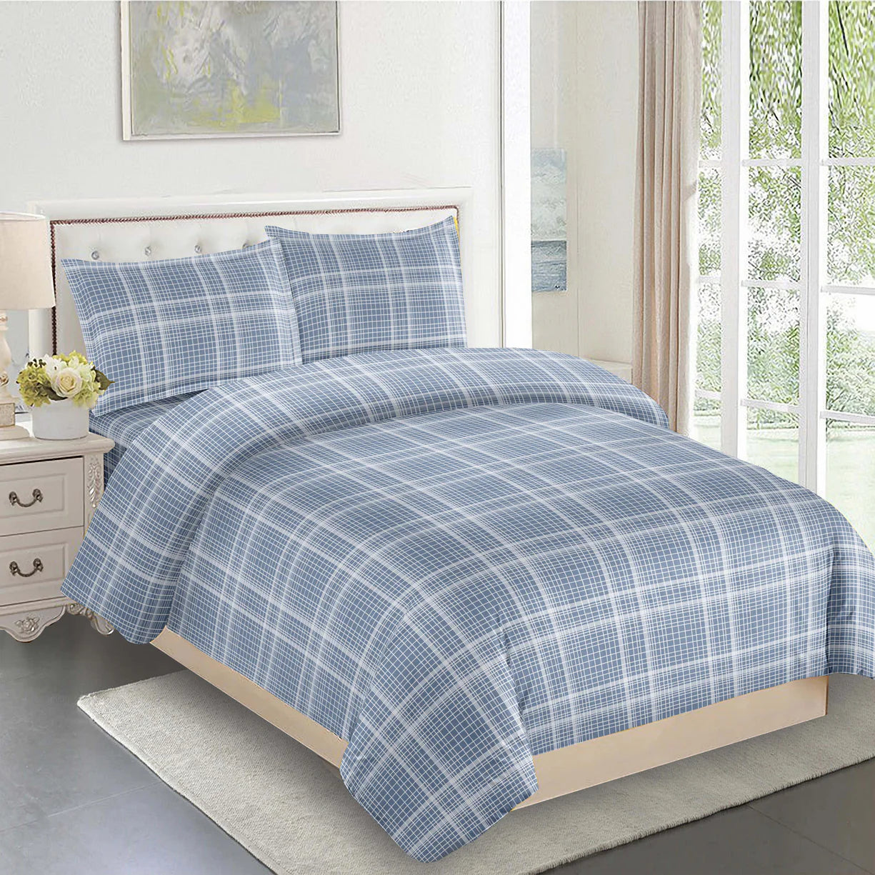 Blue Plaid Duvet Cover Bedding Set