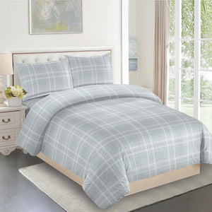 Grey Plaid Duvet Cover Bedding Set