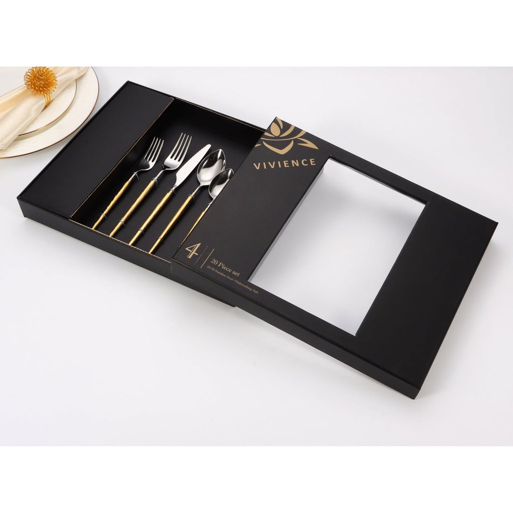 20 pc flatware set with Half Textured Handle