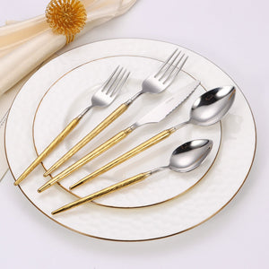 20 pc flatware set with Half Textured Handle