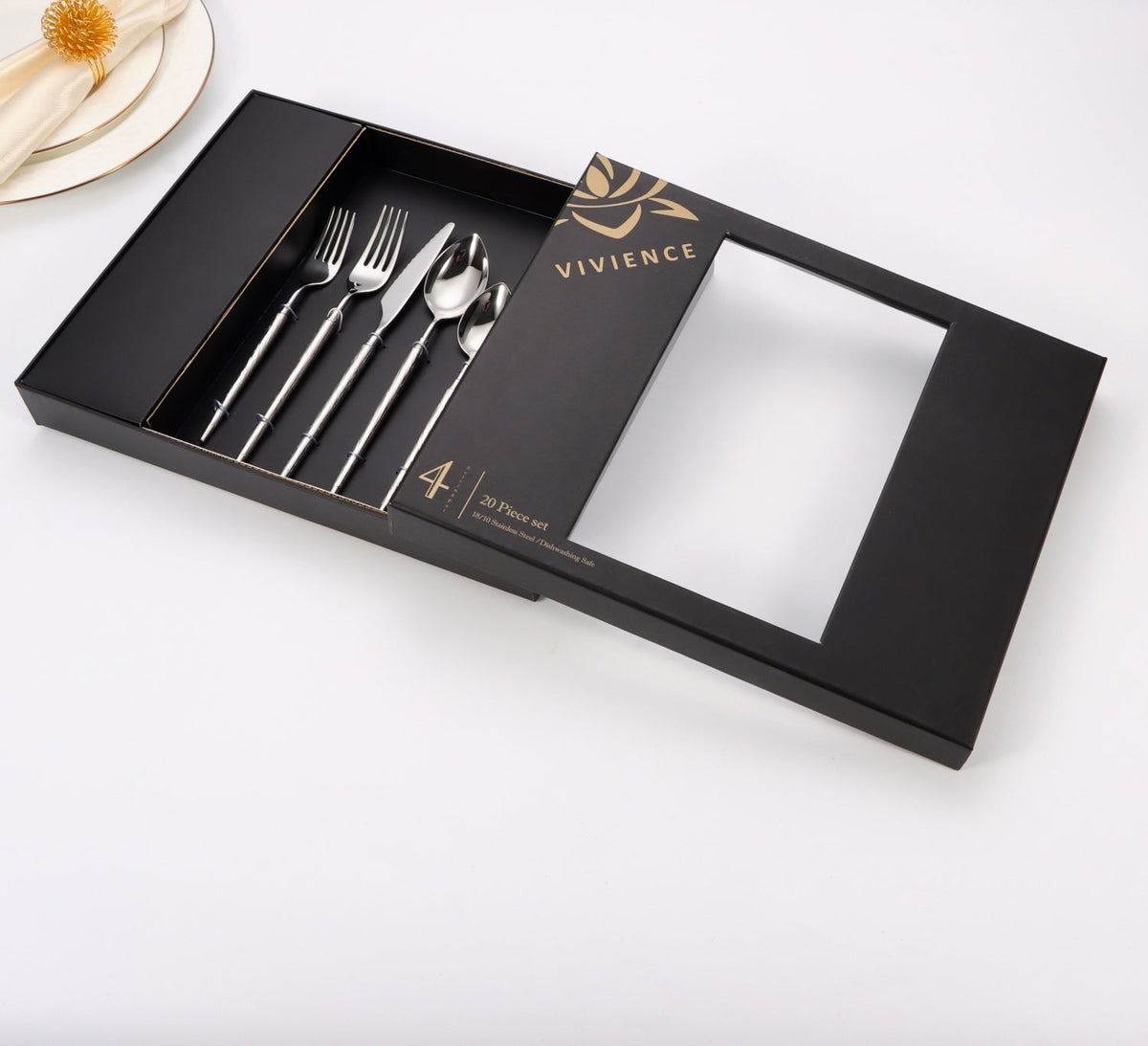 20 pc flatware set with Half Textured Handle