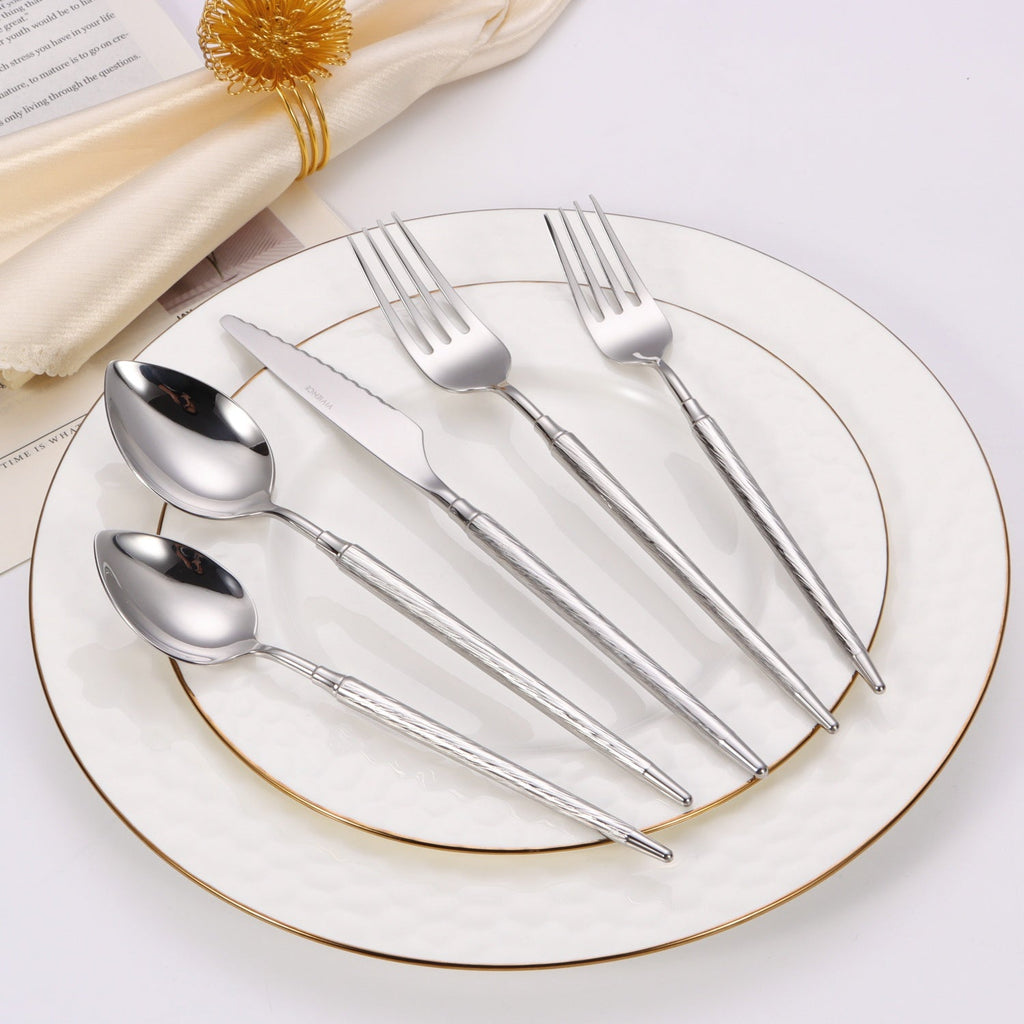 20 pc flatware set with Half Textured Handle