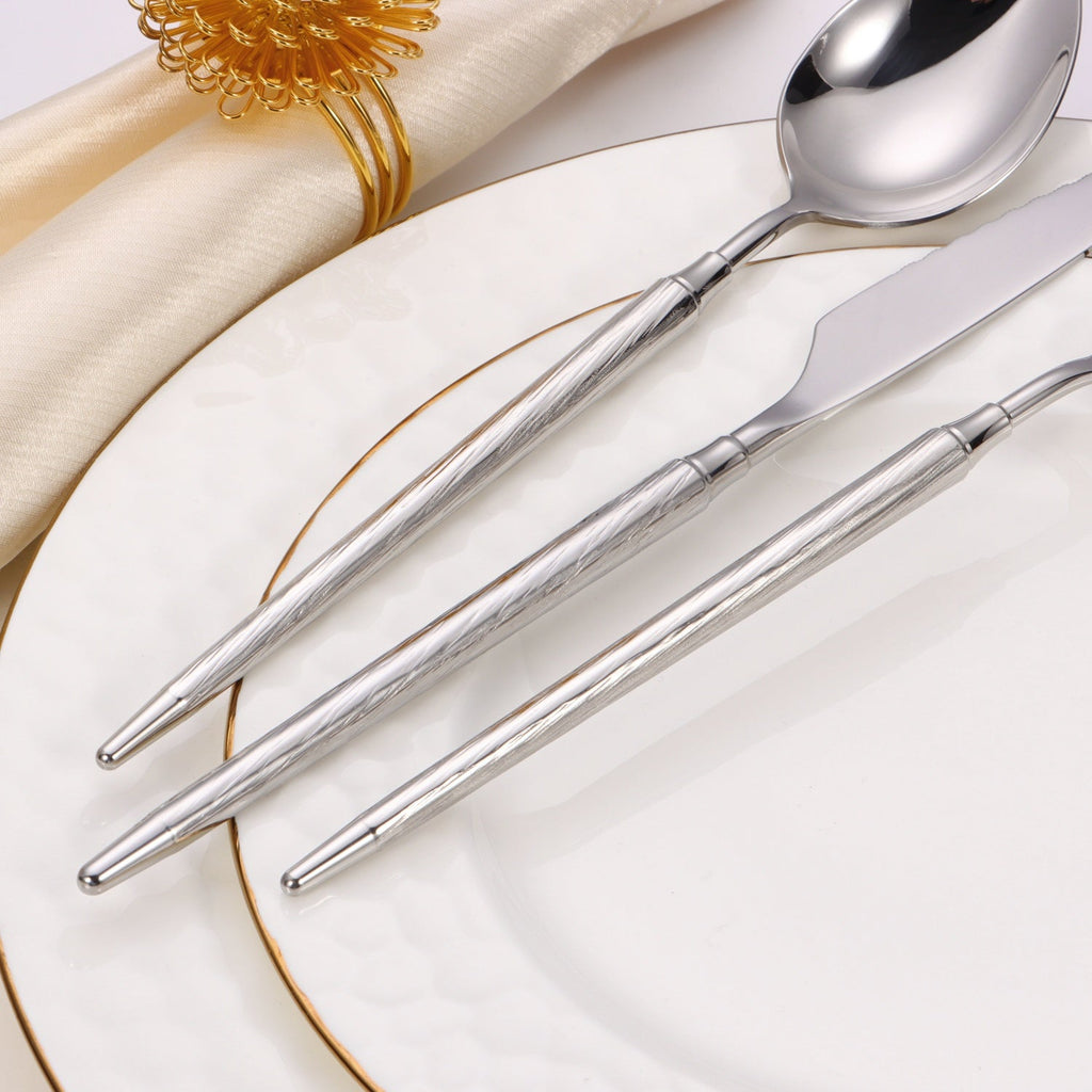 20 pc flatware set with Half Textured Handle