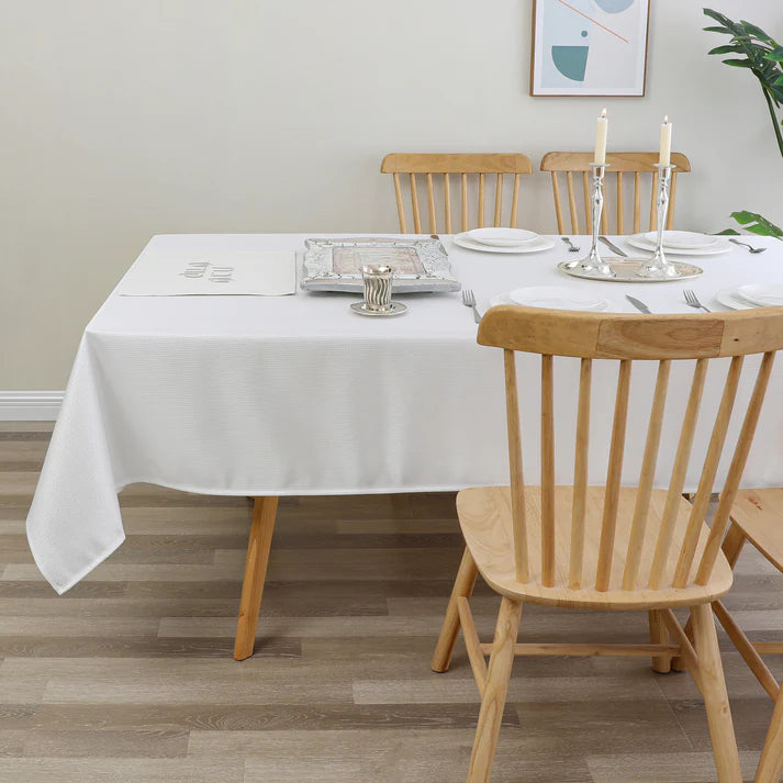 Jacquard Hudson White Tablecloth