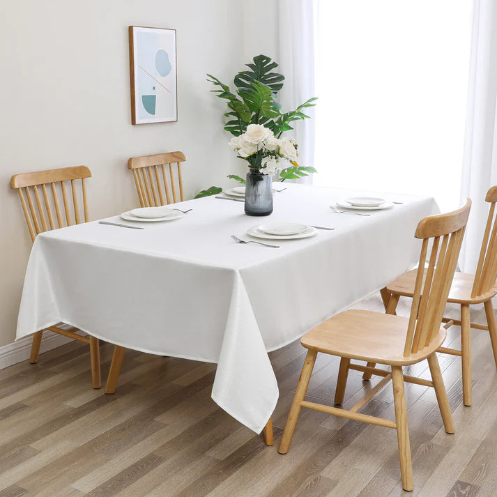 Jacquard Hudson White Tablecloth