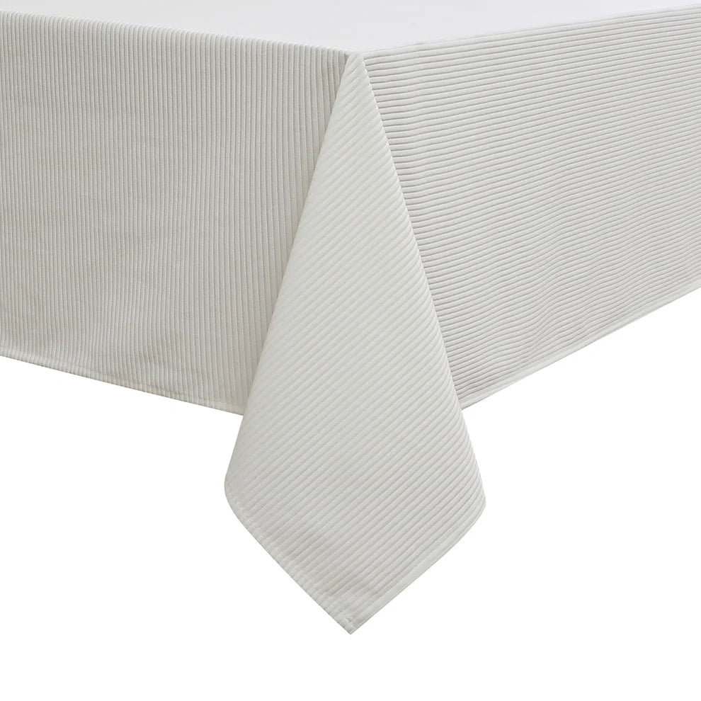 Velvet White Ribbed Tablecloth