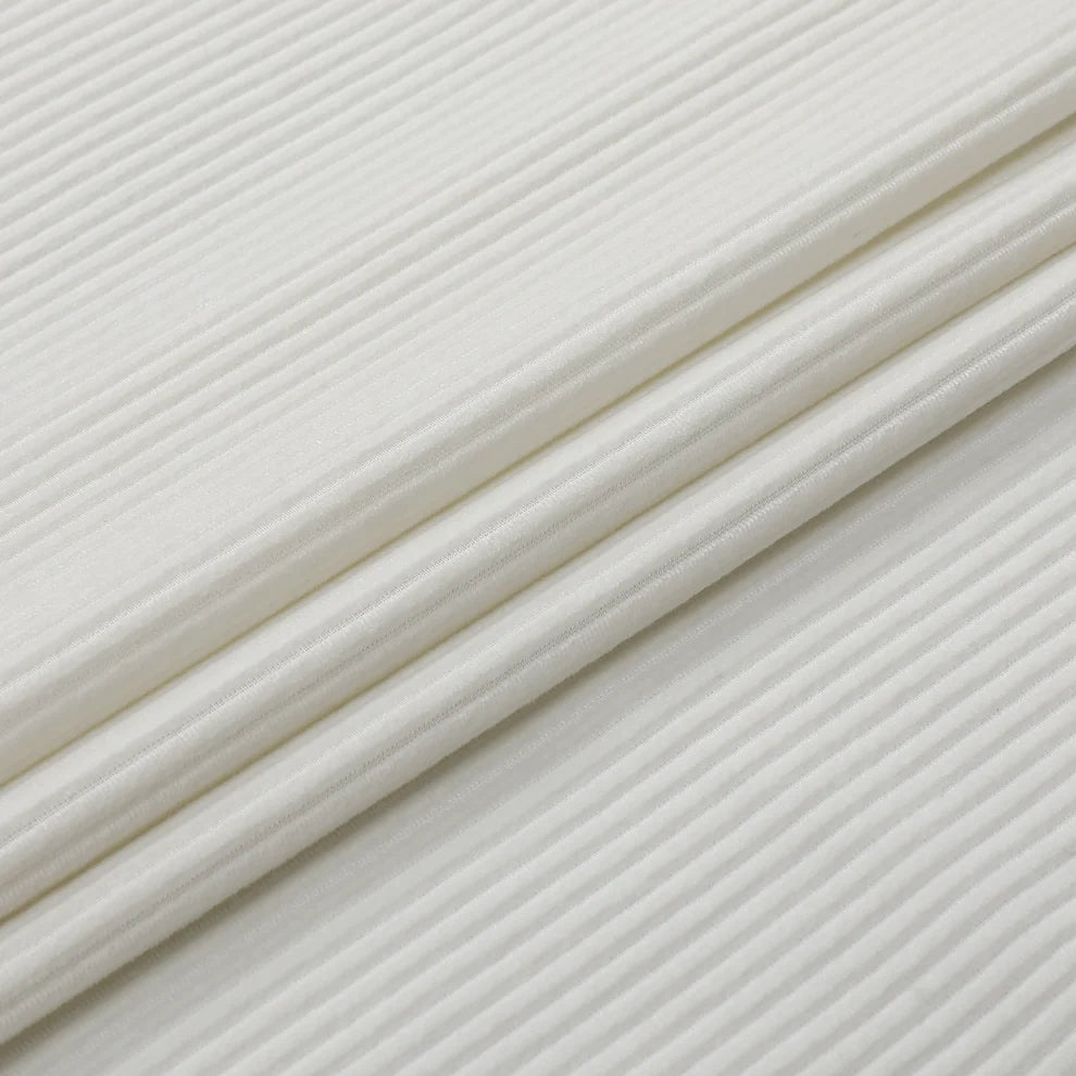 Velvet White Ribbed Tablecloth
