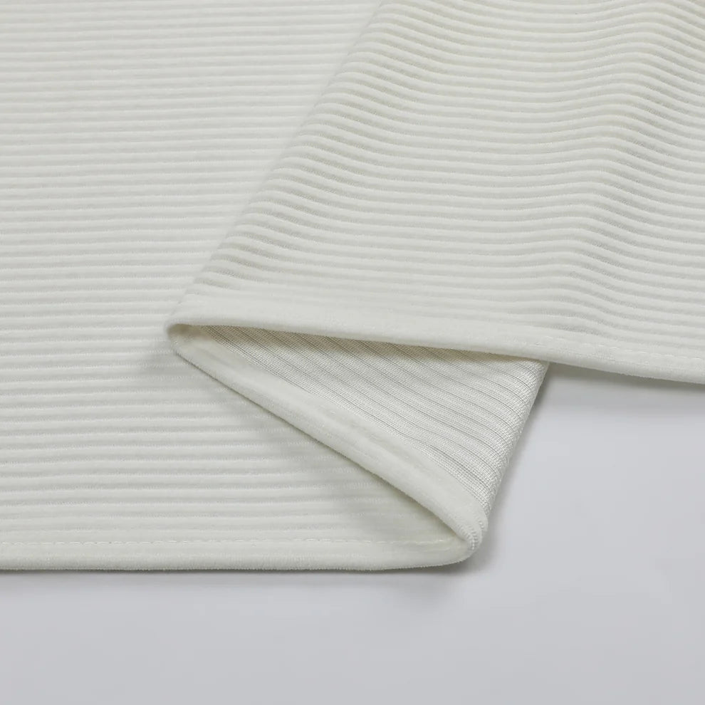 Velvet White Ribbed Tablecloth