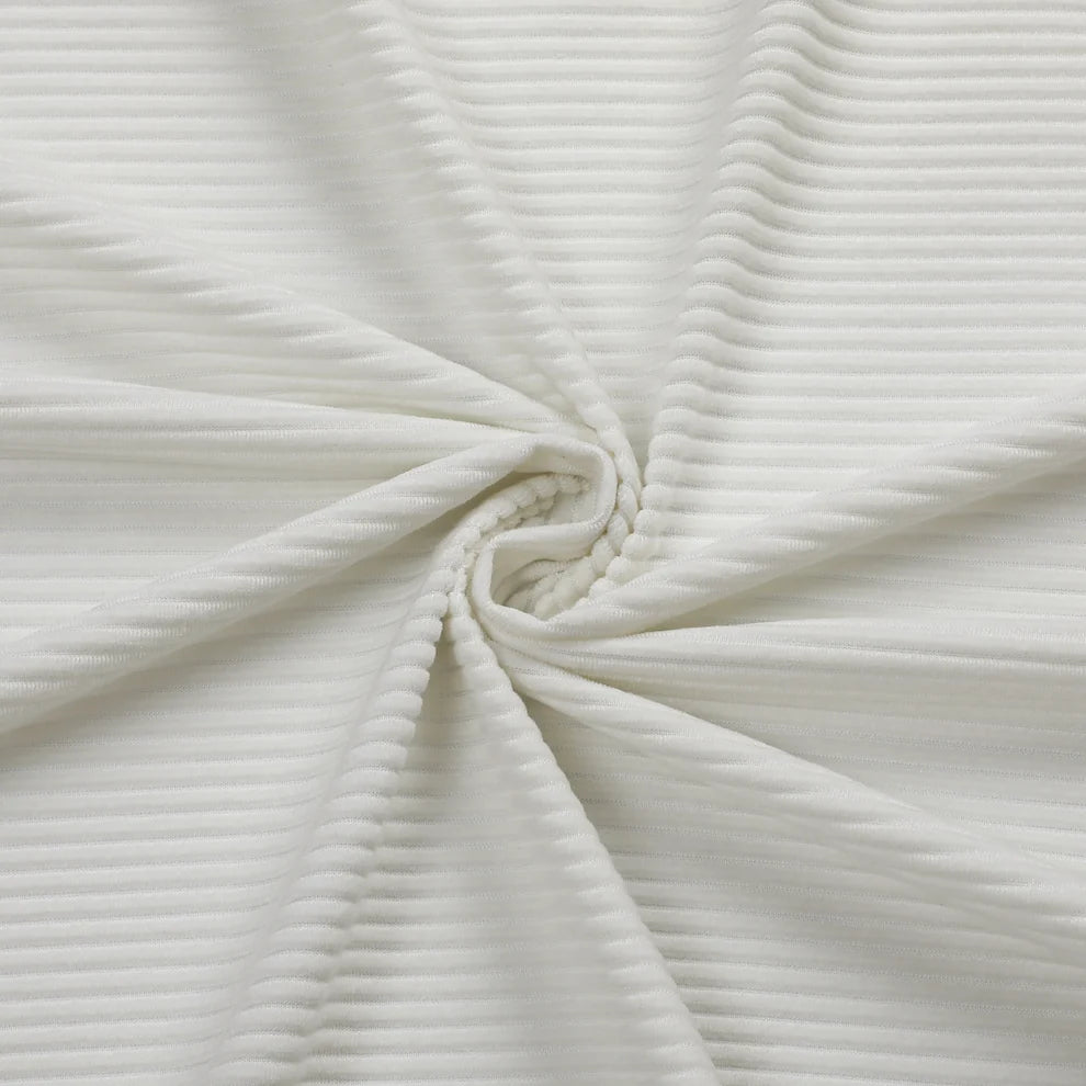 Velvet White Ribbed Tablecloth