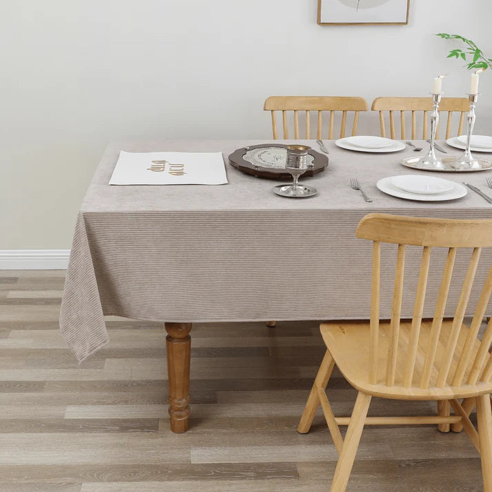 Velvet Taupe Ribbed Tablecloth