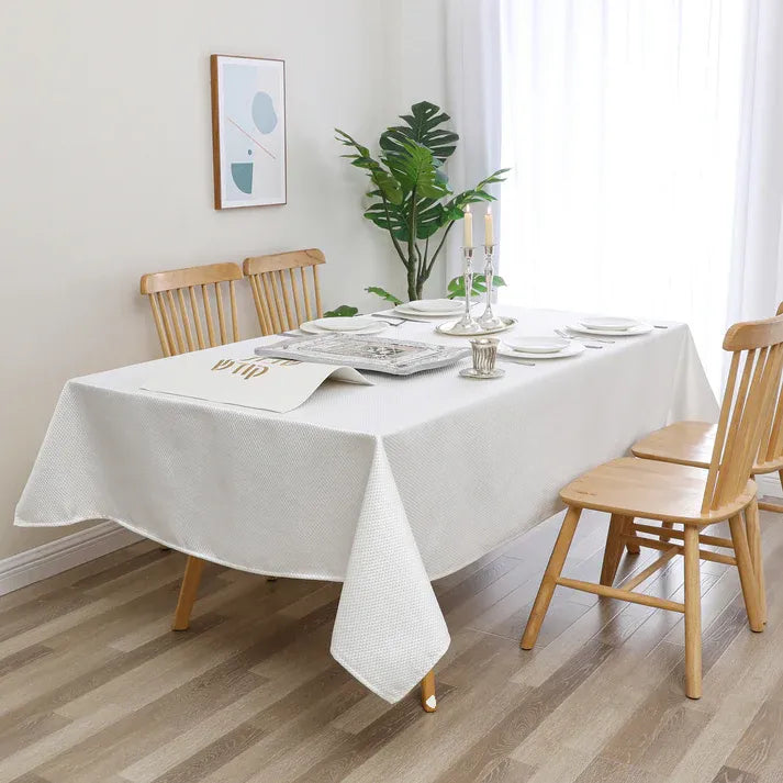 Jacquard Flagstone White Tablecloth