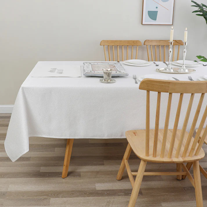 Jacquard Flagstone White Tablecloth