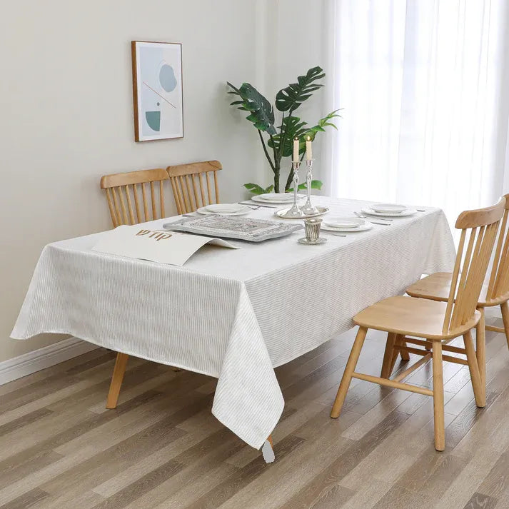 Jacquard Oceana Waves White Tablecloth