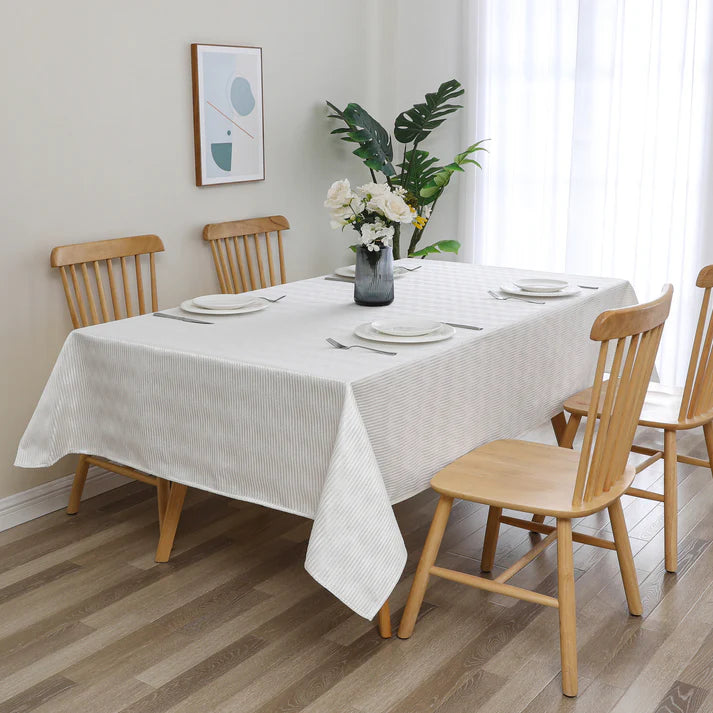 Jacquard Oceana Waves White Tablecloth
