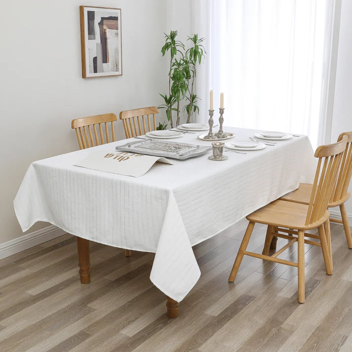 Chenille Caterpillar White Tablecloth