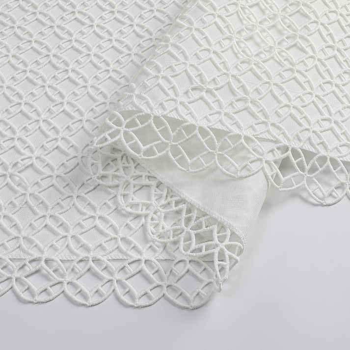 White Lace Mosaic Lined Tablecloth