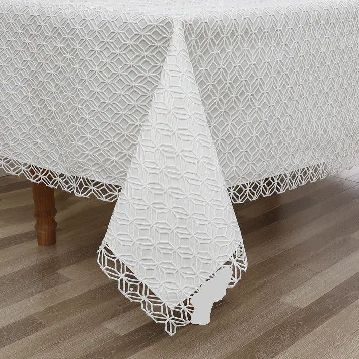 White Lace Matelasse Lined Tablecloth
