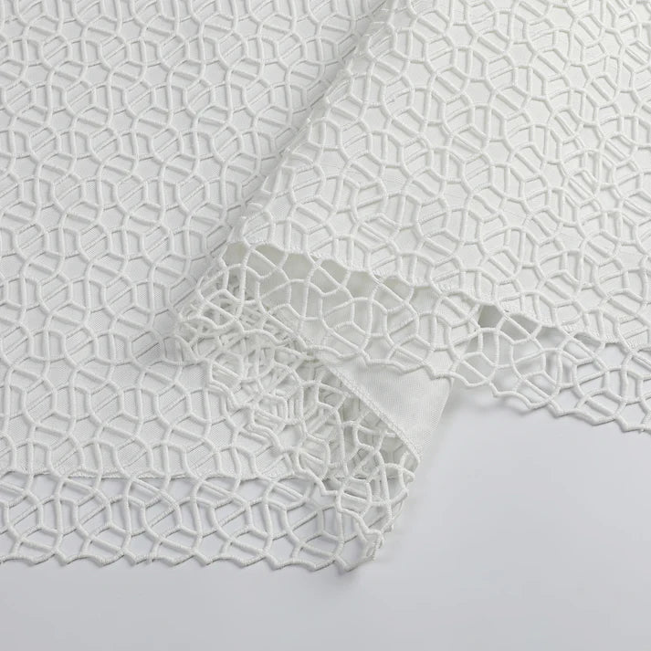 White Trellis Lined Tablecloth