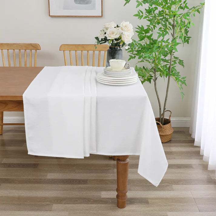 Linen Look Harvest Weave White Tablecloth or Liner