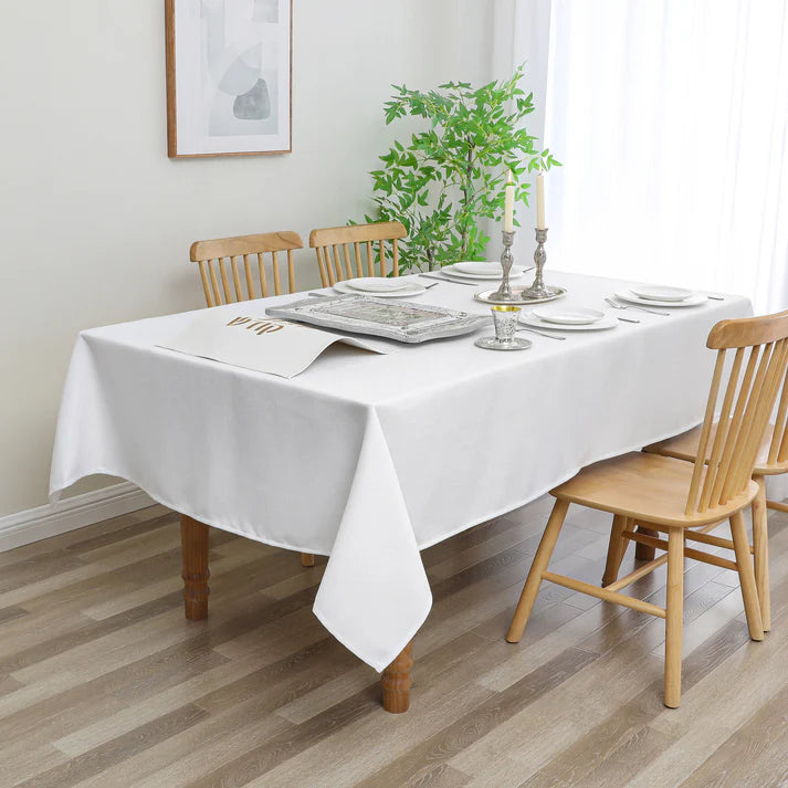 Linen Look Harvest Weave White Tablecloth or Liner