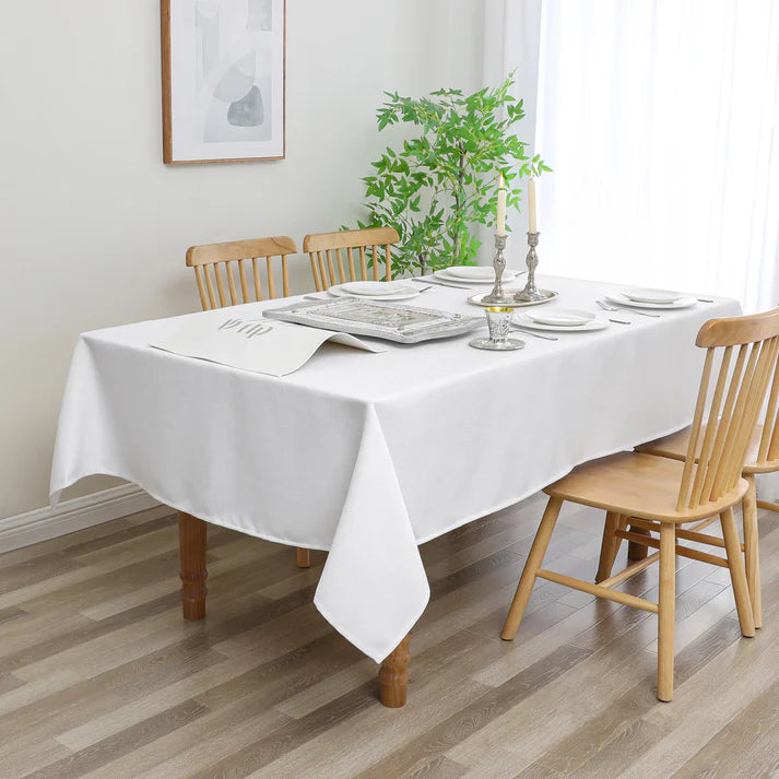 Linen Look Harvest Weave White Tablecloth or Liner