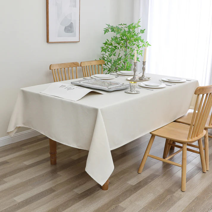 Linen Look Harvest Weave Beige Tablecloth or Liner