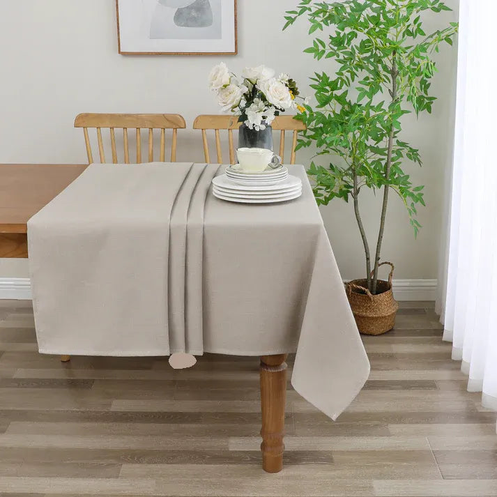 Linen Look Harvest Weave Taupe Tablecloth or Liner
