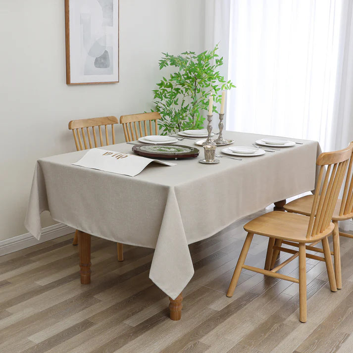Linen Look Harvest Weave Taupe Tablecloth or Liner
