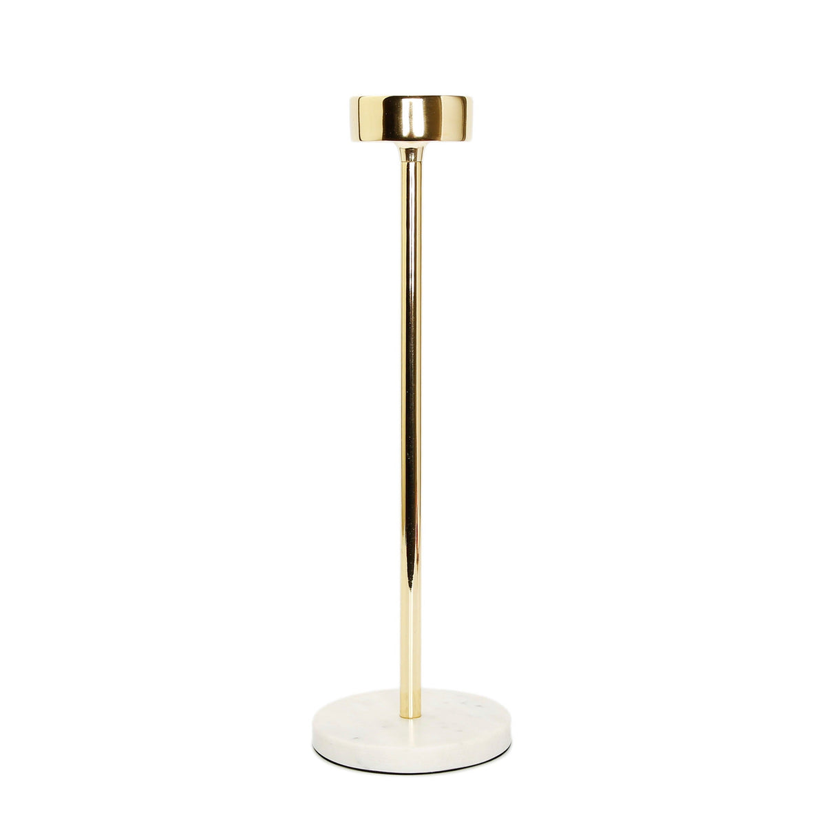 Gold Taper Candle Holder on Marble Base - 14"H