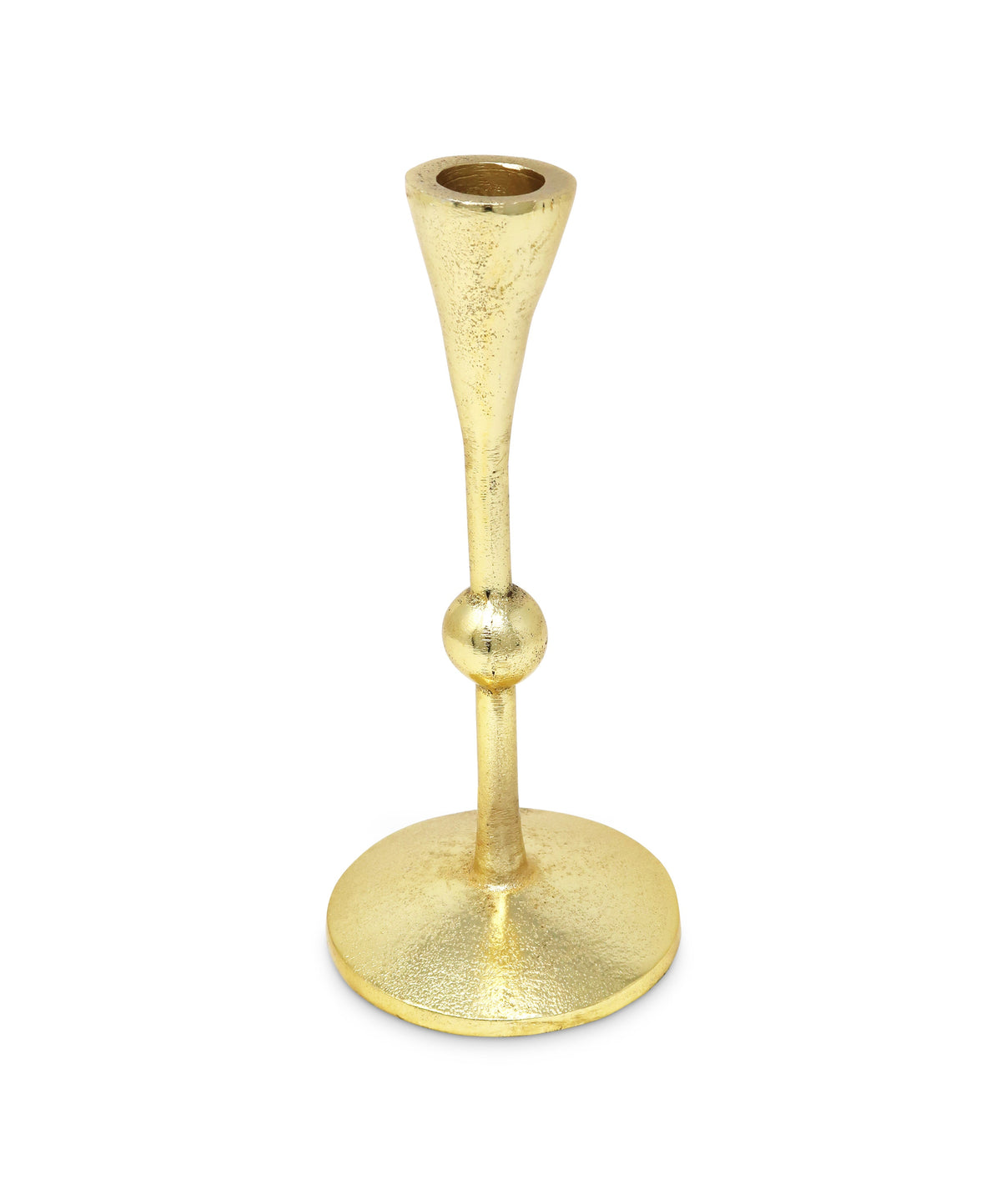 Set of 2 Gold Taper Candle Holders with Ball Design, 6.25"