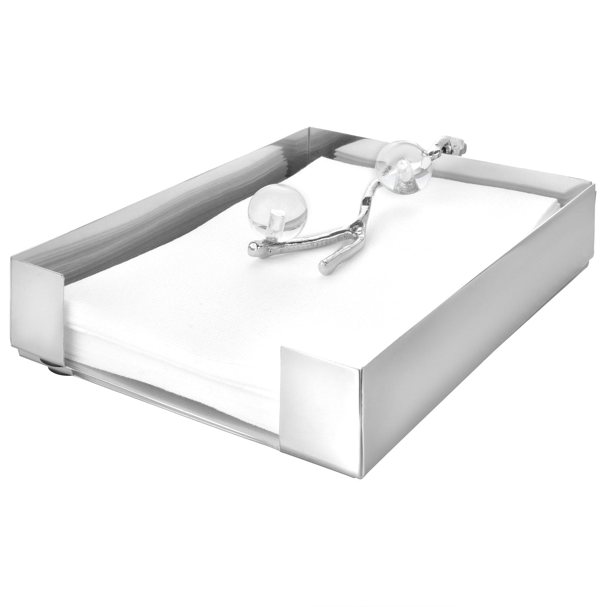 Tissue Holder Silver with Ball Legs - 9"L