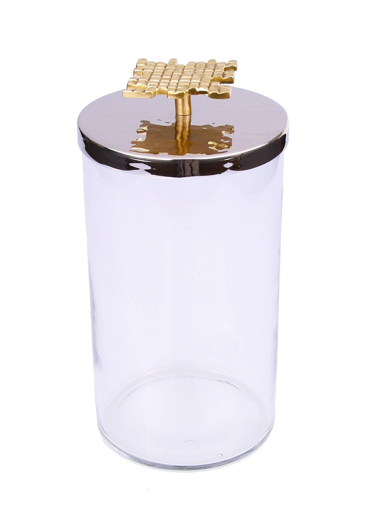 Glass Canister With Mosaic Handle - 4"D X 6.25"H