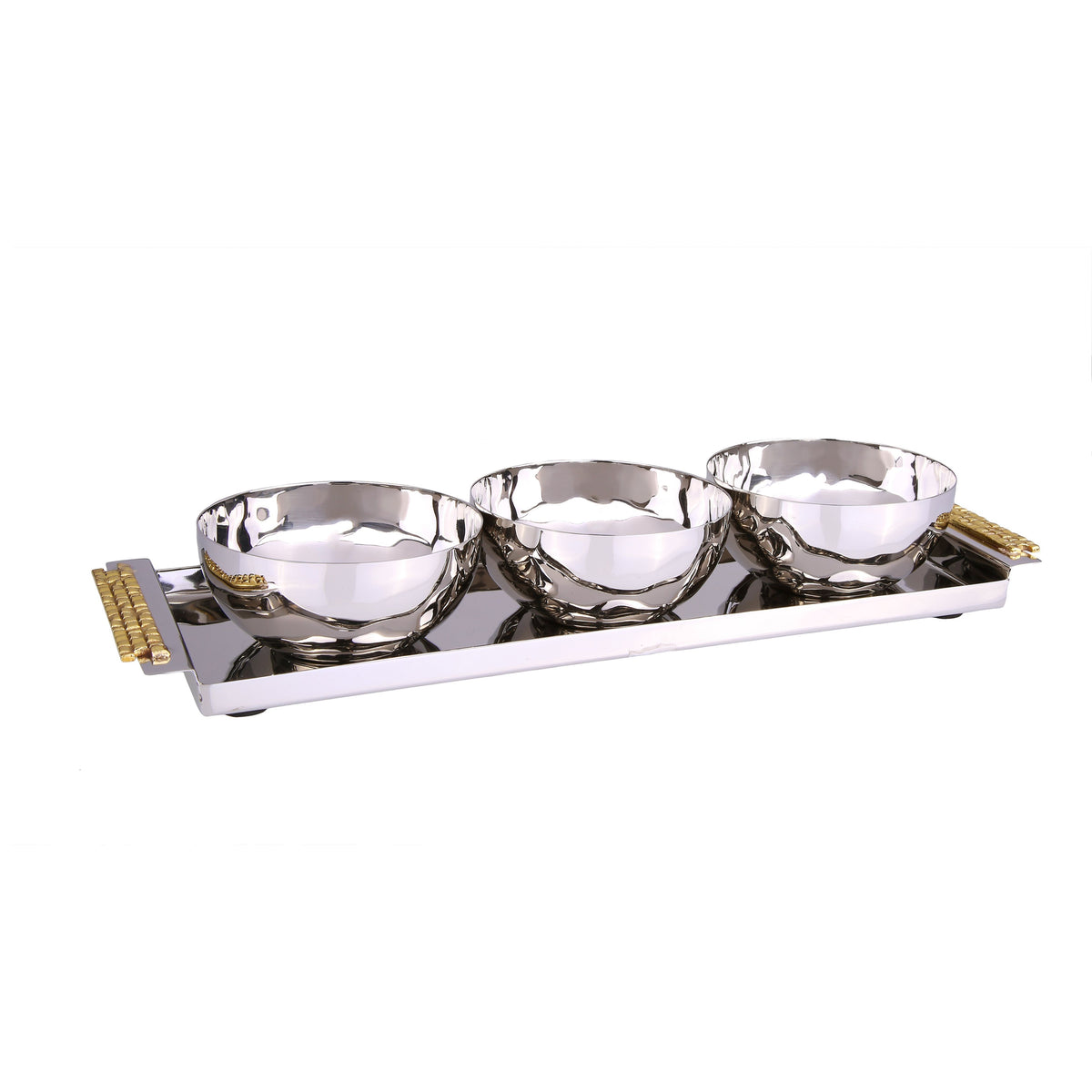 3 Bowl Relish Dish - Gold/ Nickel