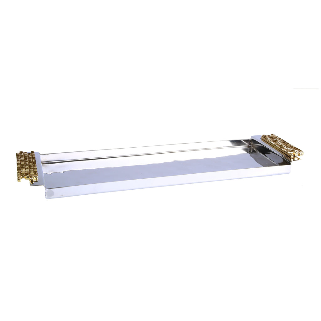 Rectangular Tray With Mosaic Handles - 14"L X 4"W