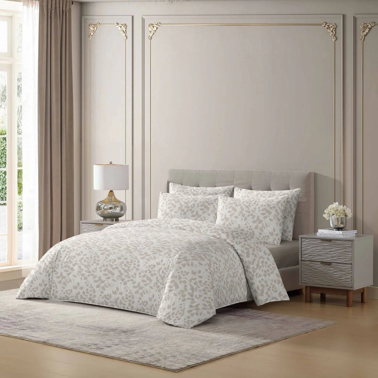 Taupe Foliage Duvet Cover Bedding Set