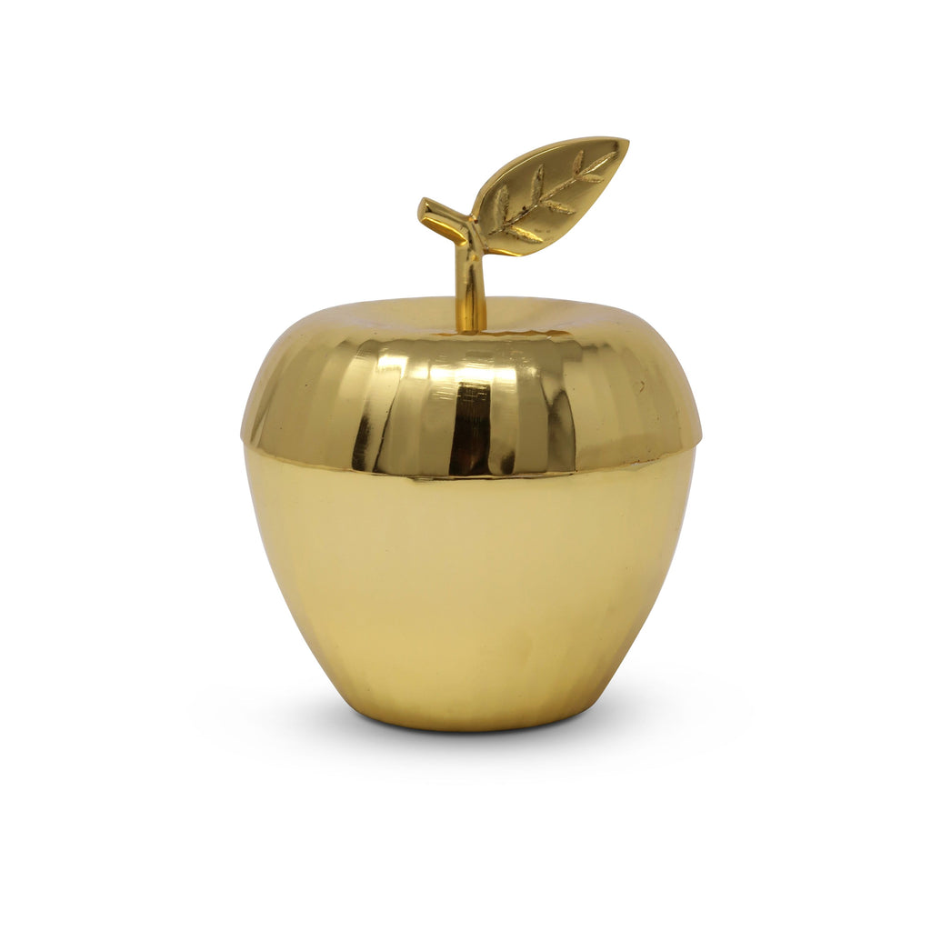 Gold Textured Apple Dish with Spoon