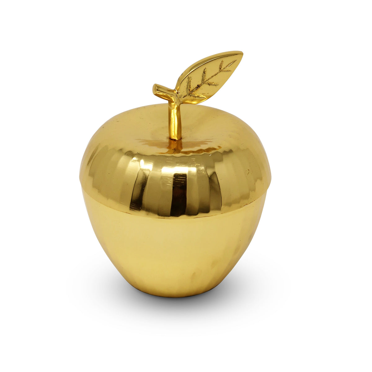 Gold Textured Apple Dish with Spoon